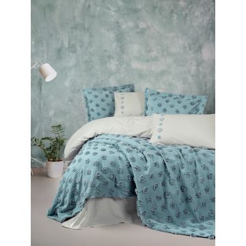 Set lenjerie de pat si cuvertura dubla, Aldo - Mint, Cotton Box, Bumbac