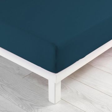 Cearceaf albastru închis din jerseu cu elastic 90x190 cm Jersy – douceur d'intérieur