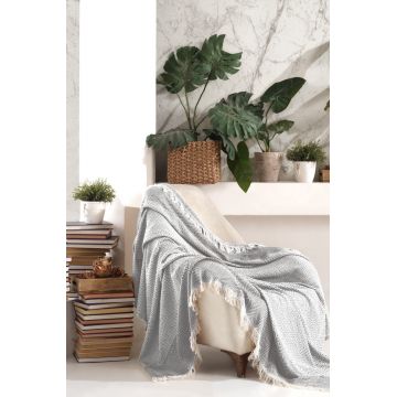 Cuvertura de pat, Etnik - Grey, Viaden, 70% bumbac/30% poliester