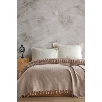 Cuvertura matlasata dubla, Berlino - Beige, Viaden, Bumbac reciclat