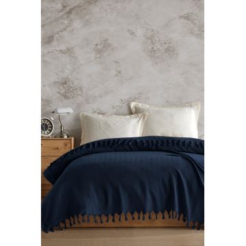 Cuvertura matlasata dubla, Berlino - Navy, Viaden, Bumbac reciclat