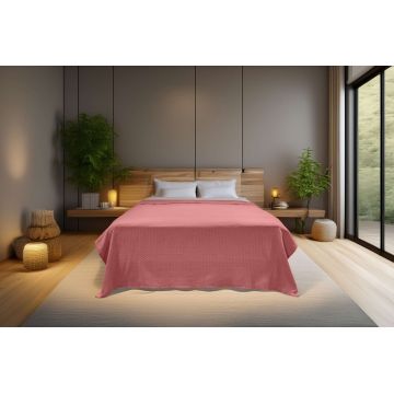 Cuvertura matlasata dubla, Hasır - Pink, ICF Bedroom, Bumbac