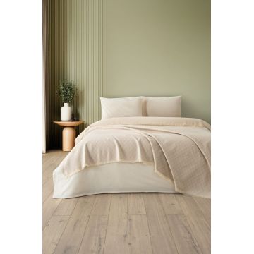 Cuvertura matlasata dubla, Lapis - Beige, DC Home, Bumbac