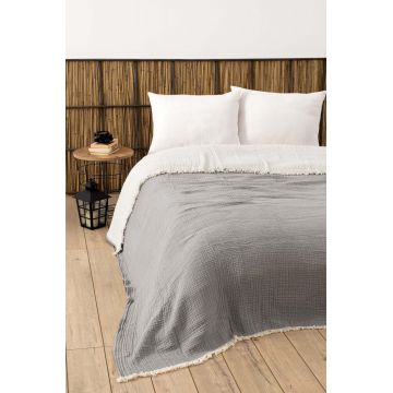 Cuvertura matlasata dubla, Muslin - Grey (170 x 250) v2, DC Home, Bumbac