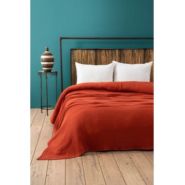Cuvertura matlasata dubla, Muslin - Tile Red (220 x 250), DC Home, Bumbac