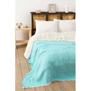 Cuvertura matlasata dubla, Muslin - Turquoise (170 x 250), DC Home, Bumbac