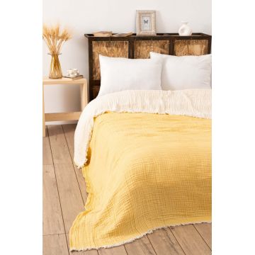 Cuvertura matlasata dubla, Muslin - Yellow v2, DC Home, Bumbac