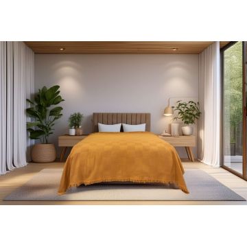 Cuvertura matlasata dubla, Russel - Caramel, ICF Bedroom, Bumbac