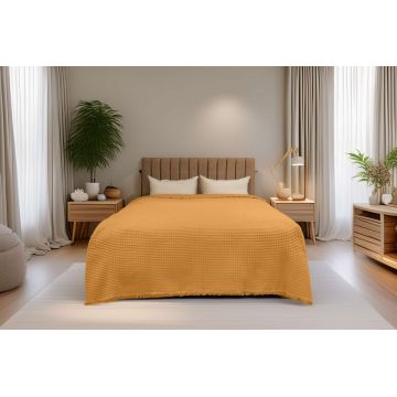 Cuvertura matlasata dubla, Waffle - Caramel, ICF Bedroom, Bumbac