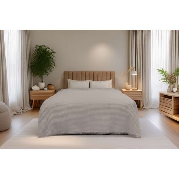 Cuvertura matlasata dubla, Waffle - Grey, ICF Bedroom, Bumbac