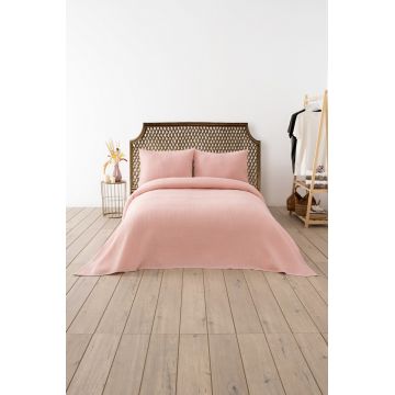 Cuvertura matlasata dubla, Waffle - Powder, DC Home, 70% bumbac/30% poliester