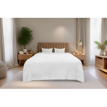 Cuvertura matlasata dubla, Waffle - White, ICF Bedroom, Bumbac