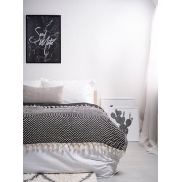 Cuvertura matlasata dubla, Zigzag - Black, ICF Bedroom, Bumbac