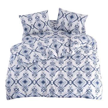 Lenjerie de pat albă-albastră pentru pat de o persoană, extinsă cu cearceaf inclus, cu 3 piese 160x220 cm Geometric – Mila Home