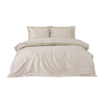 Lenjerie de pat bej din bumbac satinat pentru pat dublu, extinsă 240x220 cm Elegant – Mijolnir