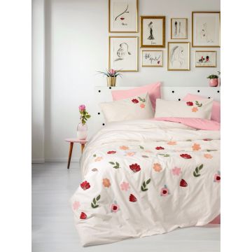 Lenjerie de pat dubla, Blossom - Salmon, Cotton Box, Bumbac Ranforce