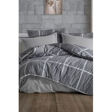Lenjerie de pat dubla, Rian - Grey, Dowry World, 65% bumbac/35% poliester