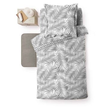 Lenjerie de pat gri din bumbac pentru pat de o persoană 140x200 cm Botania – douceur d'intérieur