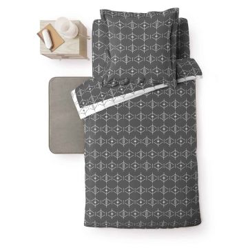 Lenjerie de pat gri închis din bumbac pentru pat de o persoană 140x200 cm Aristide – douceur d'intérieur