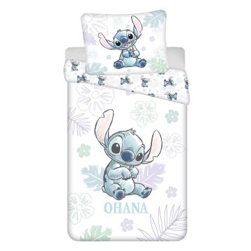 Lenjerie de pat pentru copii albă din bumbac pentru pat de o persoană 140x200 cm Lilo and Stitch 