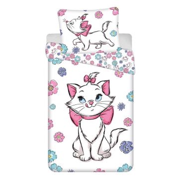 Lenjerie de pat pentru copii albă din bumbac pentru pat de o persoană 140x200 cm Marie Cat 