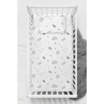 Lenjerie de pat pentru copii albă din bumbac ranforcé pentru pătuț 100x150 cm Bulut – Mijolnir Lenjerie de pat pentru copii albă din bumbac ranforcé pentru pătuț 100x150 cm Bulut – Mijolnir