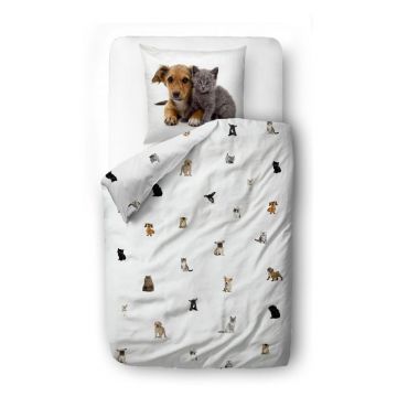 Lenjerie de pat pentru copii albă din bumbac satinat pentru pătuț 100x130 cm The Cutest Ones – Butter Kings