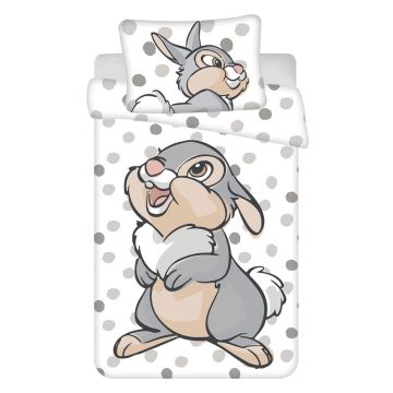 Lenjerie de pat pentru copii albă-gri din bumbac pentru pătuț 100x135 cm Thumper 