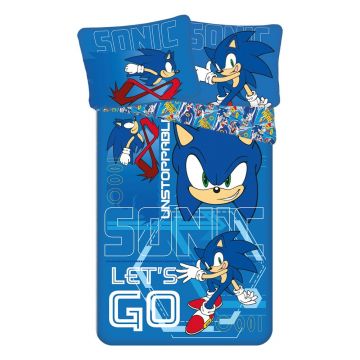 Lenjerie de pat pentru copii albastră din bumbac pentru pat de o persoană 140x200 cm Sonic 