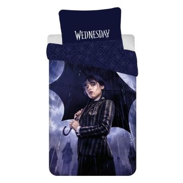 Lenjerie de pat pentru copii albastru-închis din bumbac pentru pat de o persoană 140x200 cm Wednesday 