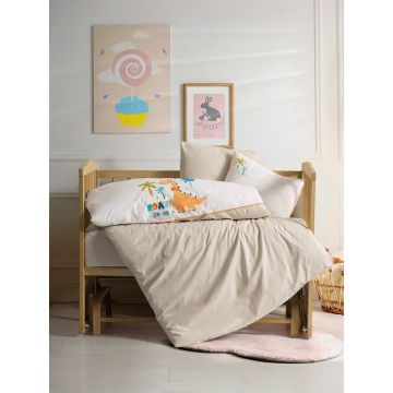 Lenjerie de pat pentru copii bej din bumbac pentru pătuț cu cearceaf inclus, cu 4 piese 100x150 cm Kiddo – Mijolnir Lenjerie de pat pentru copii bej din bumbac pentru pătuț cu cearceaf inclus, cu 4 piese 100x150 cm Kiddo – Mijolnir