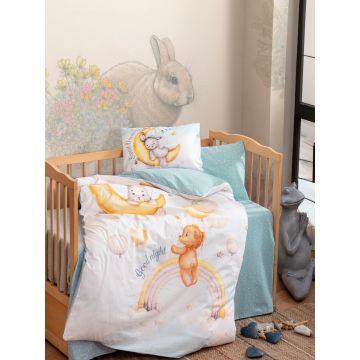Lenjerie de pat pentru copii, Moon - Mint, Cotton Box, Bumbac Ranforce