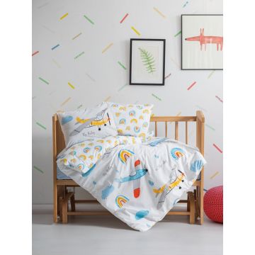 Lenjerie de pat pentru copii, Sky - Blue, Cotton Box, Bumbac