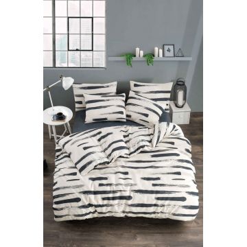 Lenjerie de pat pentru o persoana, Brush Fitted, Tabu Home, 65% bumbac/35% poliester