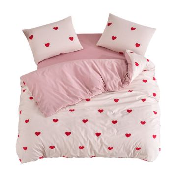 Lenjerie de pat roz pentru pat dublu, extinsă cu cearceaf inclus, cu 4 piese 200x220 cm Red Heart – Mila Home