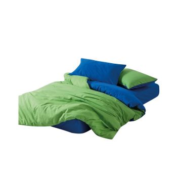 Lenjerie de pat verde-albastră din bumbac ranforcé pentru pat dublu, extinsă cu cearceaf inclus, cu 4 piese 200x220 cm Sage – Mijolnir