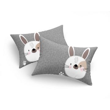 Set 2 fete de perna, Tavşancık - Light Brown, Grey, Roz, Eponj Home, 65% bumbac/35% poliester