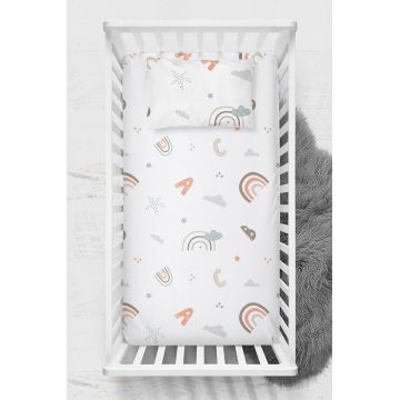 Set cearceaf de pat cu elastic pentru copii, Abc, Wheeppo, Bumbac Ranforce
