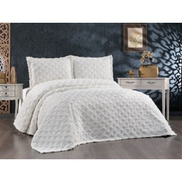 Set cuvertura de pat dubla 3 piese, Harem - Cream, Whitney, Tesatura Chenille