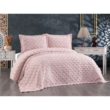 Set cuvertura de pat dubla 3 piese, Harem - Powder, Whitney, Tesatura Chenille