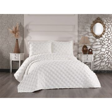 Set cuvertura de pat dubla 3 piese, Hayal - Cream, Whitney, Tesatura Chenille