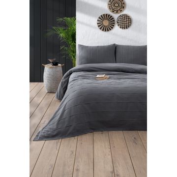 Set cuvertura pique dubla, Sedef - Anthracite, DC Home, Bumbac