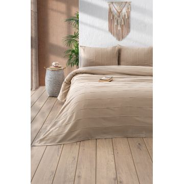Set cuvertura pique dubla, Sedef - Beige, DC Home, Bumbac