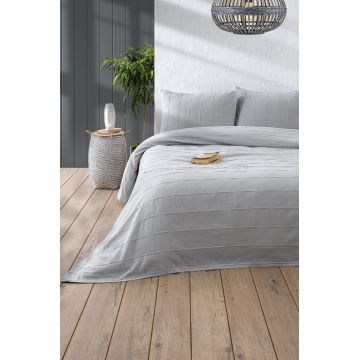 Set cuvertura pique dubla, Sedef - Grey, DC Home, Bumbac
