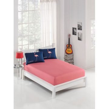 Set de pat pentru o persoana (cearceaf cu elastic si perna) 2 piese, Big Filamin, EnLora Home, 65% bumbac/35% poliester