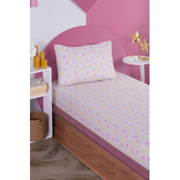 Set de pat pentru o persoana (cearceaf cu elastic si perna) 2 piese, Unicorn Dreams - Beige, Eponj Home, 65% bumbac/35% poliester Set de pat pentru o persoana (cearceaf cu elastic si perna) 2 piese, Unicorn Dreams - Beige, Eponj Home, 65% bumbac/35% poliester