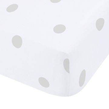 Cearceaf alb-gri din flanelă cu elastic 135x190 cm Polka Dot – Catherine Lansfield