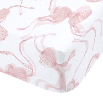Cearceaf alb/roz cu elastic 150x200 cm Bow – Catherine Lansfield