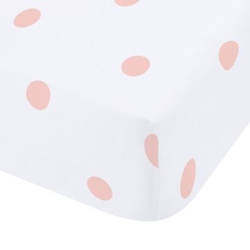 Cearceaf alb-roz din flanelă cu elastic 135x190 cm Polka Dot – Catherine Lansfield