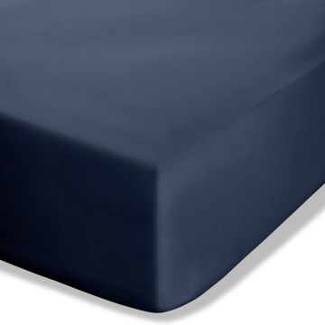 Cearceaf albastru închis din bumbac percale cu elastic 90x190 cm Easy Iron Percale – Catherine Lansfield
